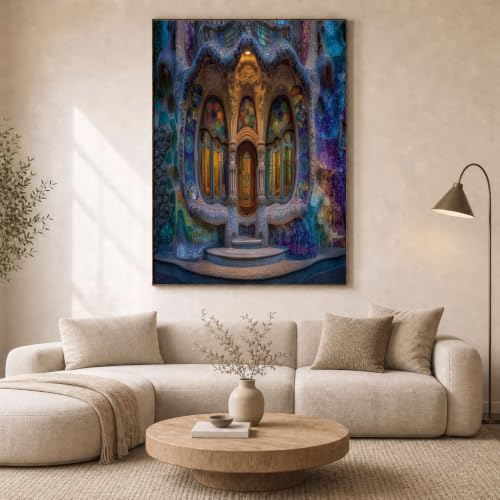 Tableau rose violet Mur En Pierre Sculptée Art Fantastique Impression sur Toile 32x48" Sans Cadre