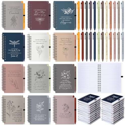 Lot de 96 pièces carnets à spirales avec stylos pour fournitures de bureau