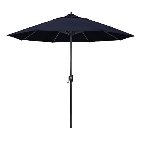 California Umbrella 9' Rd Aluminum Patio Umbrella, Crank Lift, Auto
