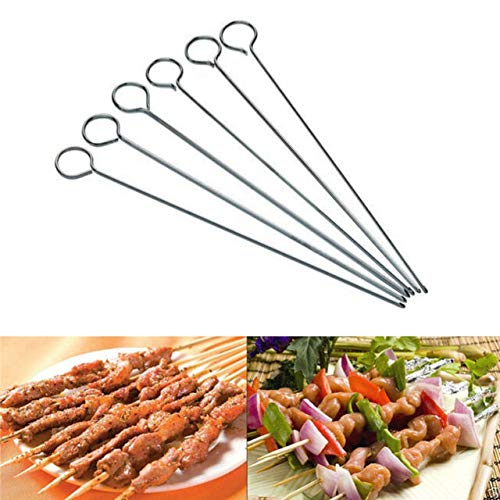 BBQ Skewers Stainless Steel (6 Pcs) Kebab Skewers Metal Skewers for BBQ