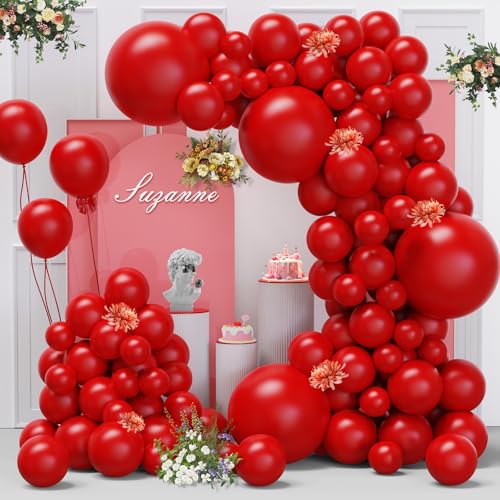 Image of Red Balloons Arch Kit,130pcs Red Balloons Garland,Different Sizes Latex Balloons for Birthday Party Graduation Baby Shower Wedding Balloon Decoration