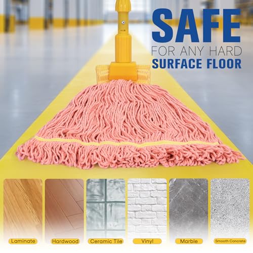 Image of Matthew Cleaning Heavy Duty Mop Head Replacement, 5 Inch Wide Headband, Color Coded Looped End Cotton String Wet Mops for Floor Cleaning, Large Size 24 oz, 8 Pack