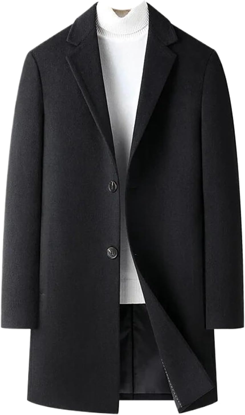 Men Business Casual Wool Trench Coats British Style Overcoats Woolen Blends Long Jackets