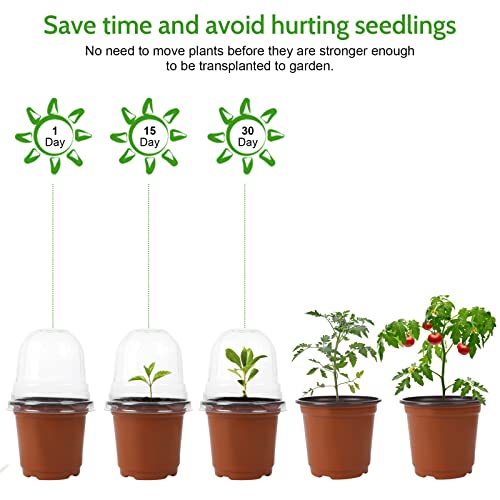 Jeria 60 Sets 4" Plastic Plant Nursery Pots With Humidity Domes,(60 Pots + 60 Clear Lids),Seedling,Flower Plant Container And Seed Starting Pots With 100Pcs Plant Labels #TOP4