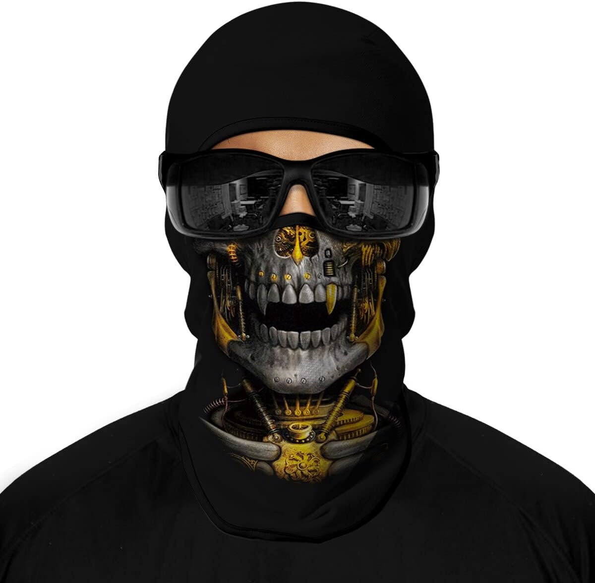 Red Plume 5PCS Ghosts Skull Print Balaclava Full Face Ski Mask UV Protection for Motorcycle Riding Outdoor Sports Men & Women