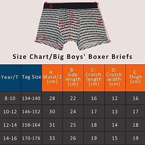 Boys Underwear Printed Boxer Briefs,Moisture Wicking Breathable,Assorted 10-Pack 16044