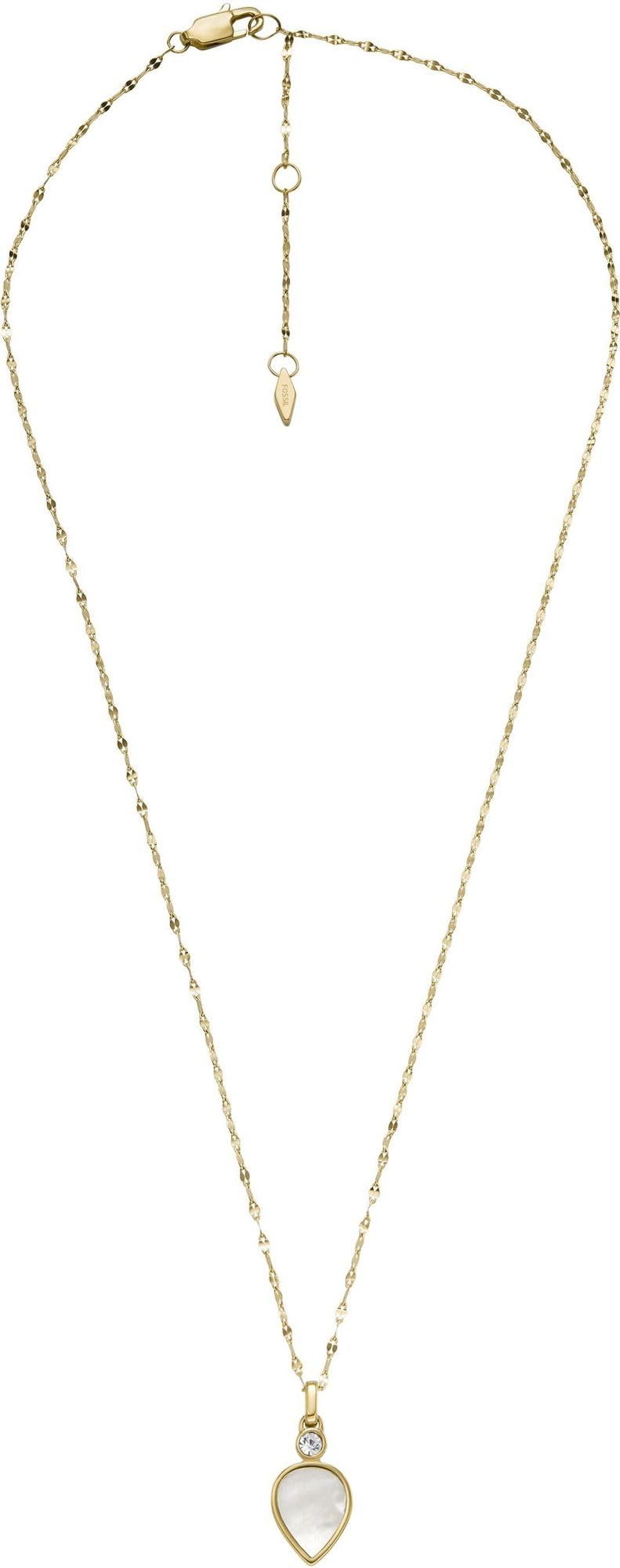 Fossil Necklace for Women , Length: 420mm+50mm, Width: 18.6mm, Height: 9.8mm Gold Mother of Pearl, Stainless Steel Necklace, JF04248710