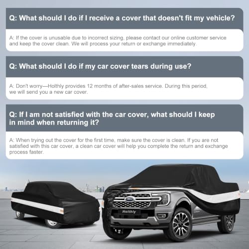 Image of 10 Layers Truck Cover Waterproof All Weather Custom Fit Ford Ranger(2019-2026) Super /Crew Cab Short Bed, Outdoor Full Exterior Pickup Car Cover Sun Rain Snow Ice Protection. Black