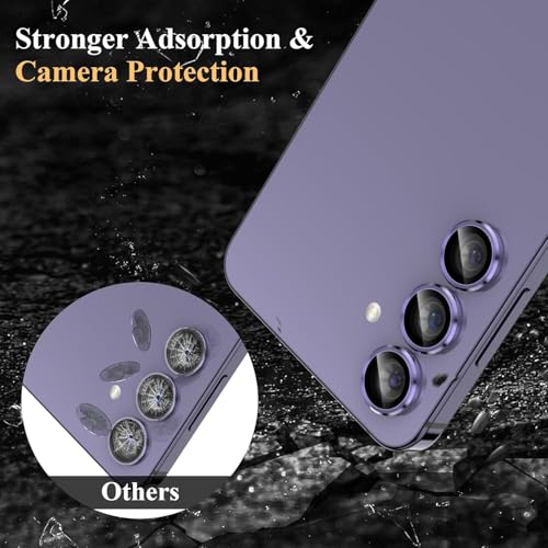 Image of Skinomi Camera Lens Protector Compatible with Samsung Galaxy S24 5G / Galaxy S23 5G [Anti-Scratch] Premium Tempered Glass Film Aluminum Alloy Lens Ring Cover, Lavender Titanium