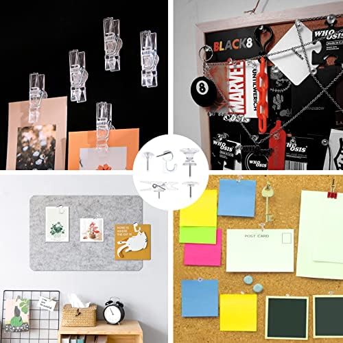 Anvin 145 Pcs Clear Push Pins Set Push Pin Hooks Pushpin Clips Giant Push Pins  Diamond Upholstery Nails Decorative Thumb Tacks Bulletin Board Tacks for Maps, Photos, Posters(5 Styles in 5 Grids Box)