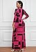 MarryUP Women's V Neck 3/4 Sleeve Bodycon Maxi Dress Casual Long African Print Holiday Dresses for Women Rose Block L
