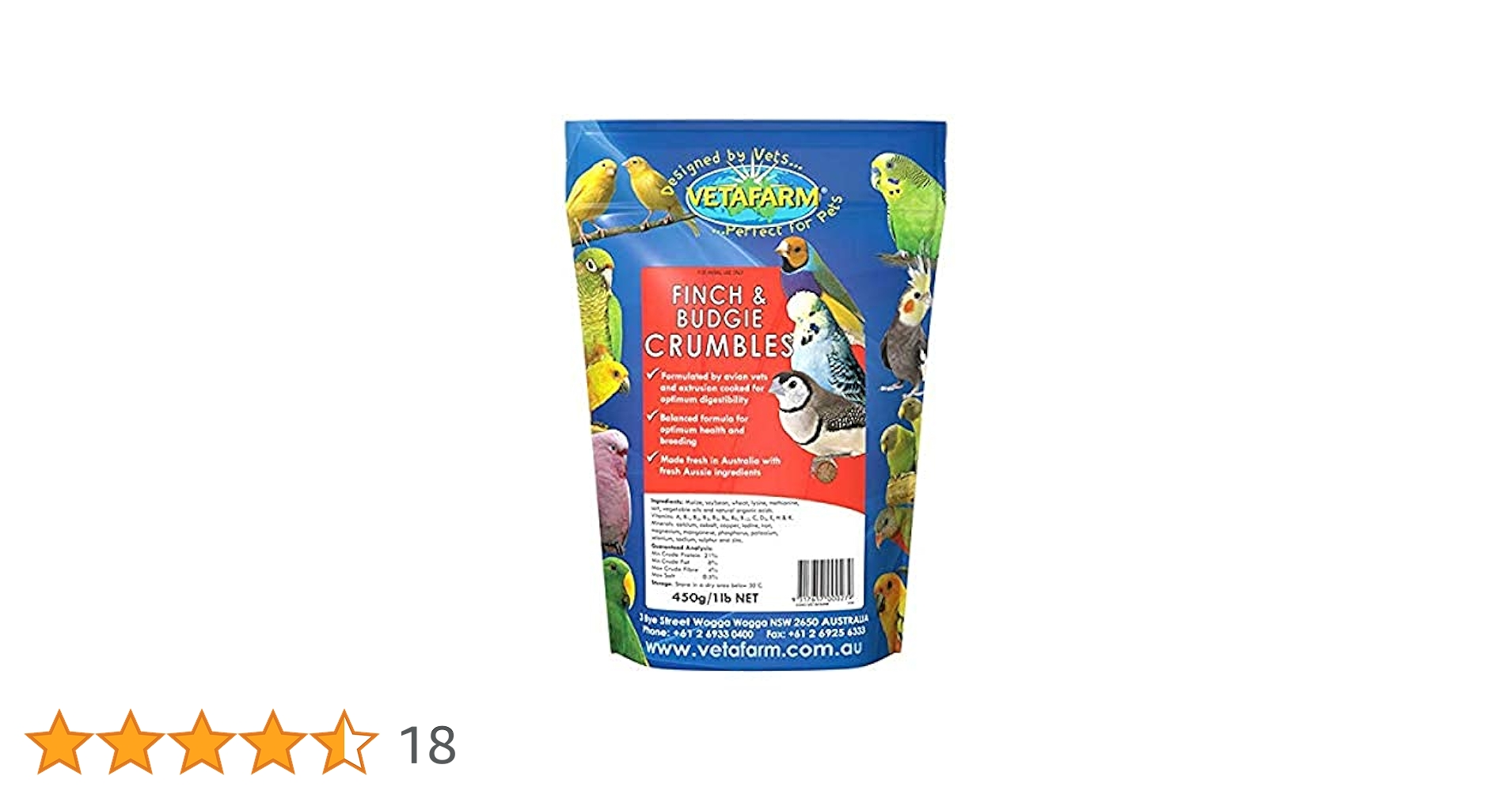 Amazon | フィンチ＆バジー クランブルズ 450g | Vetafarm