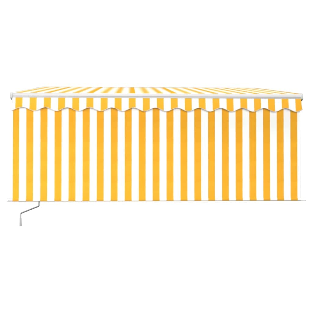 Tenda da sole retrattile manuale, 3 x 2,5 m, giallo/bianco, con tenda avvolgibile, illuminazione a LED, protezione UV, per terrazza, balcone, giardino, telaio in alluminio verniciato a polvere