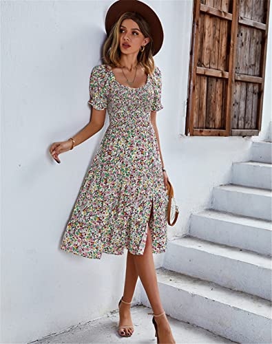 Robe d'été taille haute fluide et légère imprimé floral L - 3