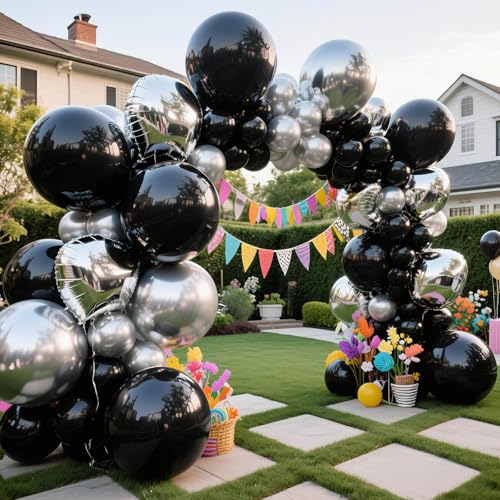 Image of 32Pcs Black Big Balloons 18 Inch, Round Large Latex Party Balloons for Birthday Wedding Decorations. (black)