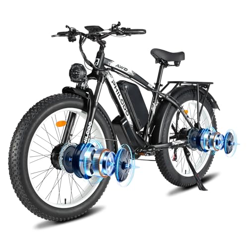 PHILODO Electric Bike for Adults, 60V 25Ah Fat Tire Ebike Dual Motor AWD Electric Bicycles 21-Speed with Ignition Lock Hydraulic Disc Brake B