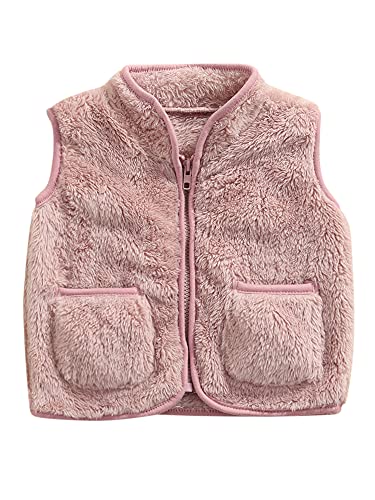Brilliantme Toddler Baby Girls Boys Fall Winter Warm Vest Kids Sherpa Fleece Jacket Zipper Warm Sleeveless Outerwear (A# Pink Purple, 2-3T) #TOP13
