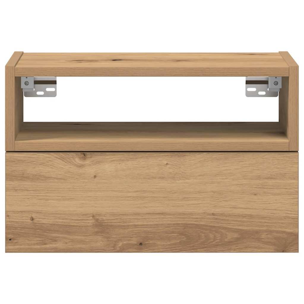 vidaXL Mesitas de Noche Pared 2 uds Color Roble Artesano 45x26x28,5cm, mesita de Noche Flotante, mesilla de Noche, Armario, mesita de Noche