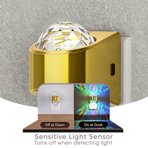 Image of Night Lights Plug into Wall, Star Projector for Bedroom, Gold Night Light Projector for Kids, 9-Color RGB Galaxy Nightlight with Dusk to Dawn Sensor for Bathroom, Home Gaming Room Decor Gifts