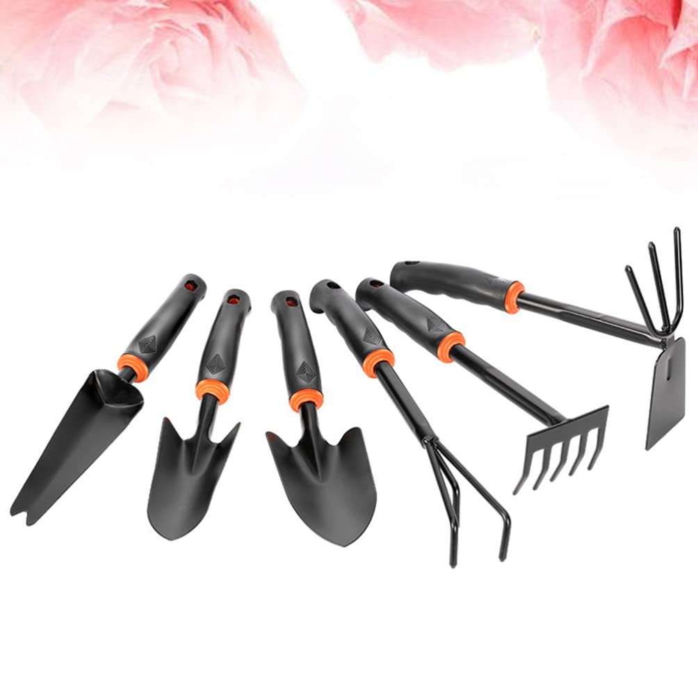 VILLCASE 6pezzi Pala Da Giardino in Ferro Piccola Pala Da Giardino Rastrello Doppio Lato Manico Antiscivolo Accessori Per Giardinaggio in Vaso Balcone e Casa