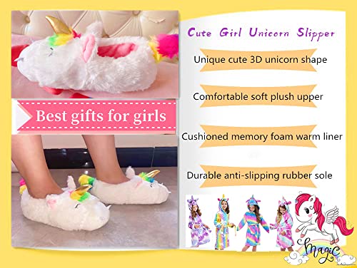 Kids Unicorn Slippers Furry Slippers Toddler Girl Warm Cute Cozy Soft Kids Slipeprs Size 8-9 #TOP2