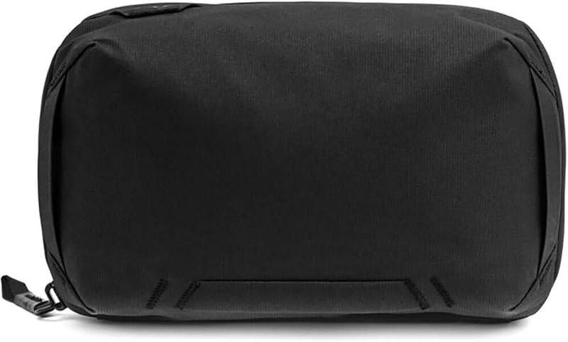 Tech Pouch, Black, Electronics Organizer for Travel or Everyday Carry, Origami-Style Storage, Cable Pass-Through, Weatherproof Recycled Nylon, Gear Carry Bag for Men and Women
