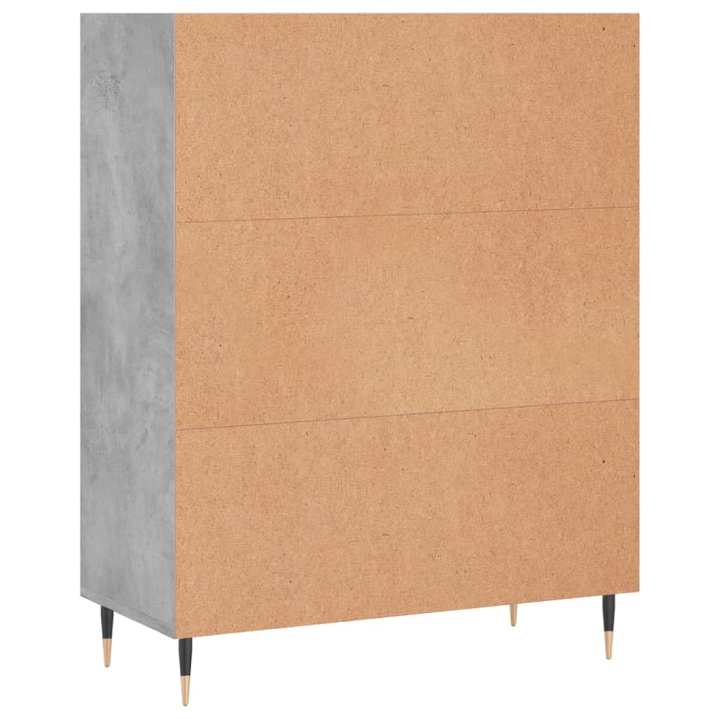 Homgoday Bibliothèque gris béton 69,5 x 32,5 x 90 cm en bois d'ingénierie, bibliothèque, étagère de rangement, étagère de présentation pour salon, maison, bureau, mobilier d'intérieur 681