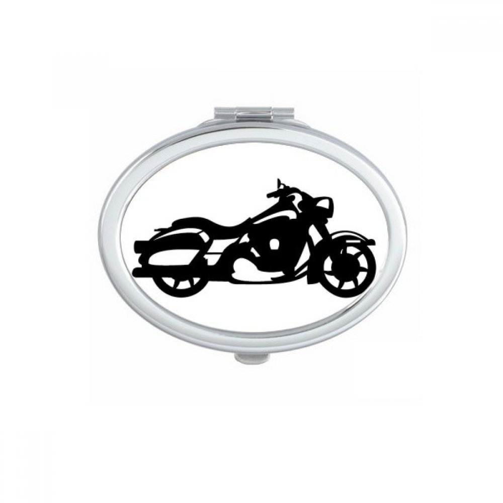 Miroir de poche mécanique moto ovale noir et compact pour maquillage
