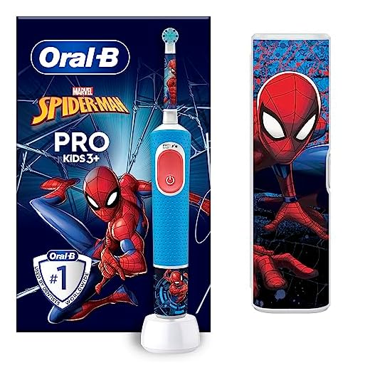 Oral-B Pro Kids Cepillo De Dientes Eléctrico, 1 Mango De Spider-Man De Marvel, 1 Cabezal, 1 Estuche De Viaje, Diseñado Por Braun, Apto Para Niños Mayores De 3 Años