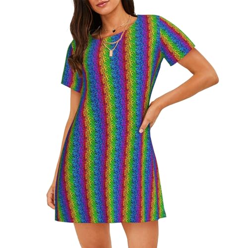 Chemise de nuit légère femme manches courtes imprimé papillon coloré vêtement nuit confortable