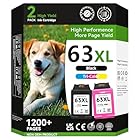 63XL Ink Cartridges Black and Color for HP Ink 63 for HP 63 Ink for HP 63XL Ink Cartridge Combo Pack Work with 3830 4650 5255 5258 5200 Envy 4520 4512 4516 Deskjet 1112 2130 3630 2132 Printer(2 Pack)