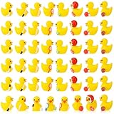 GGSTDDUP 48 Pcs Sport Resin Ducks, Sports Themed Patriotic Ducks, Unique Mini Little Yellow Duck, Novelty Miniature Sport Duck Figurine Decorations for Party Favor (8 Sports)