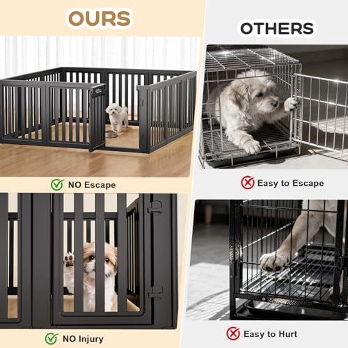 Image of Dog Playpen Indoor,Puppy Playpen,Black 23.6 inch H, 12 Panels | Dog Play Pen Indoors with Open View, Tool-Free Setup, Multi-Shape Setup, Dog Pen for Dogs, Cats & Puppies