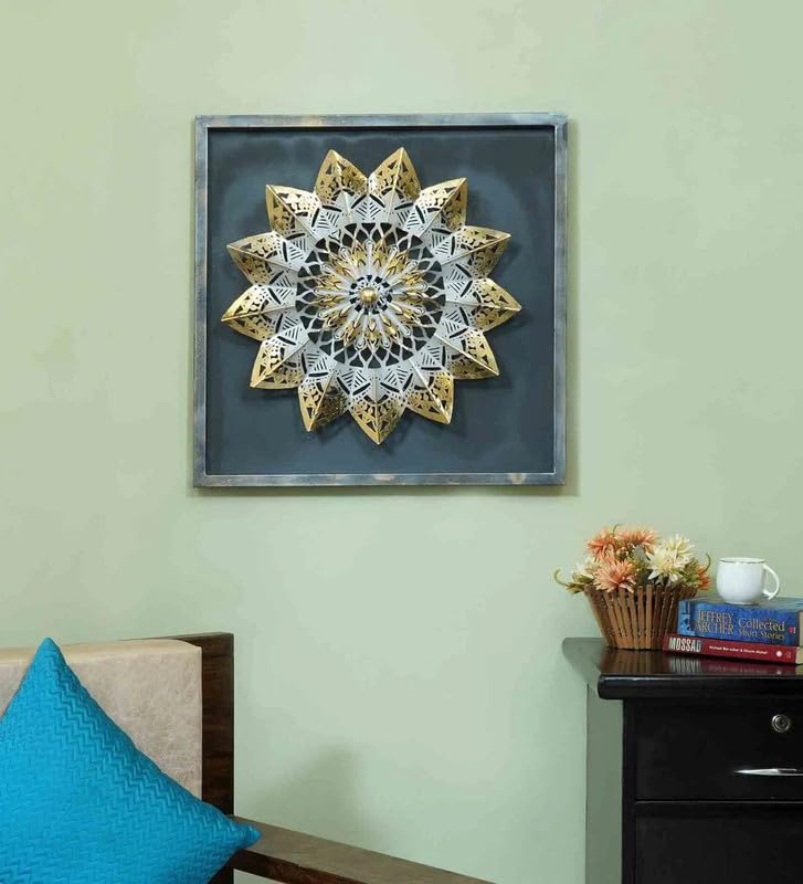 Bharat Art Metal Iron (STAR FLOWER FRAME) Sculpture Home/Decorative Wall...