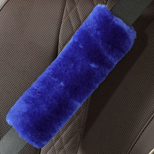 Image of OGLAND 2 Pack Sheepskin Car Seat Belt Cover Pads | Wool Seatbelt Cushions