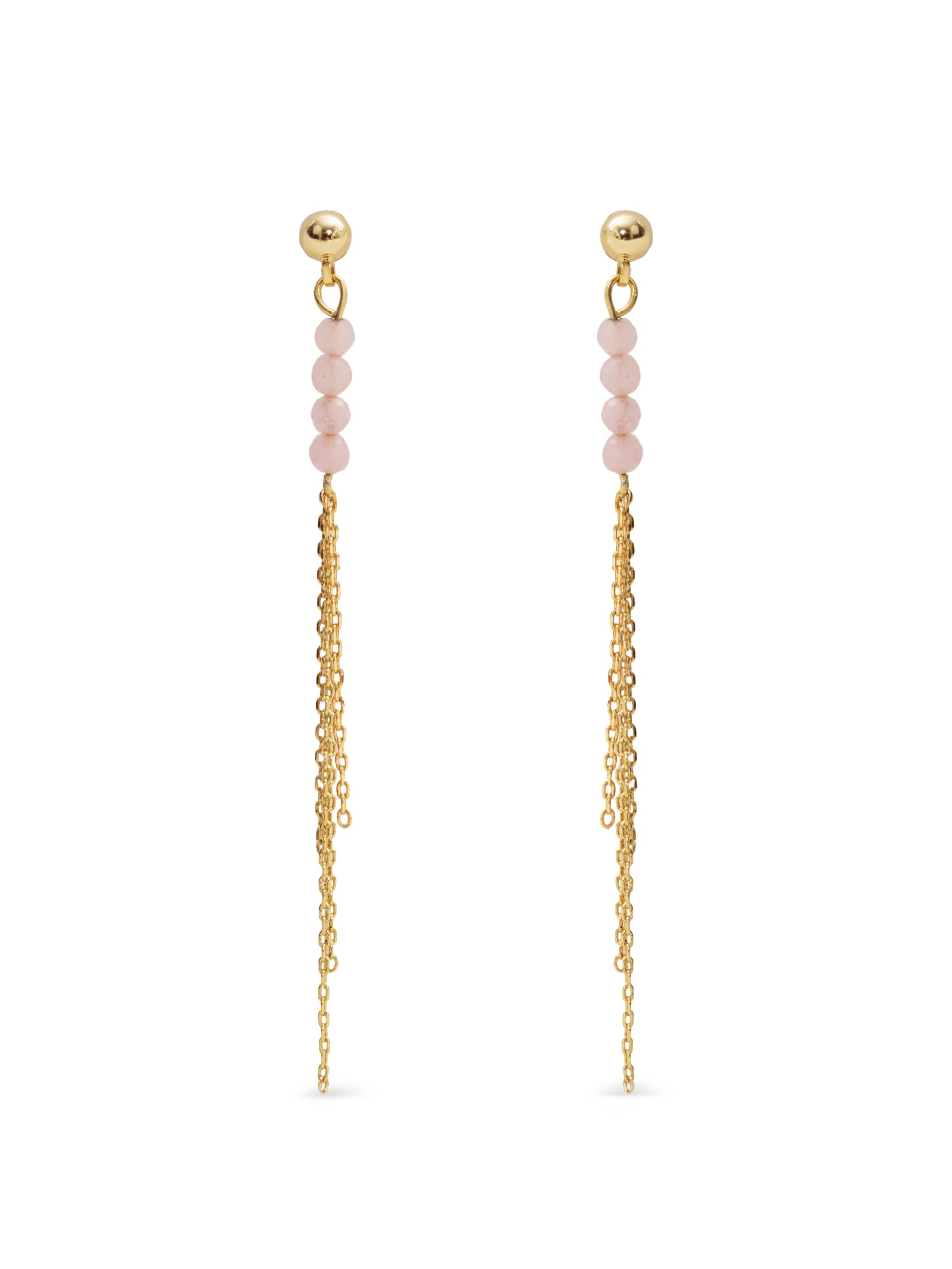 SINGULARU Pendientes Falling Fairy - Pendientes en Latón con Acabado en Baño Oro de 18Kt - Pendientes Largos con Piedras Naturales - Joyas Para Mujer