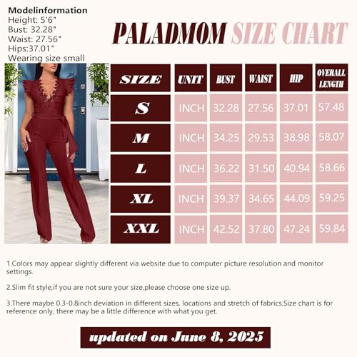 Image of PaladMom Womens Elegant Plus Size Jumpsuits Sexy Back zipper Short Sleeve Mid Waist Wide Leg Straight Rompers