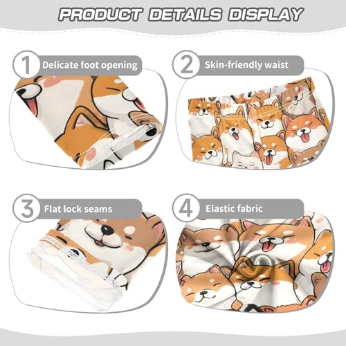 Orange Corgi Dog Face Girls Leggings Soft Stretch Workout Yoga Dance Pants for Kids Casual Tights3
