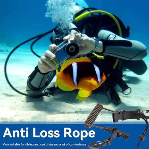 Frdhee 2 Tauchkameras Anti-Verlust-Seil, Tauchen Spiralkabel Tauchen Ausrüstung Lanyard Tauchen Zubehör mit Clips Schnellverschluss für Tauchen Schnorcheln Klettern, Unterwasserkamera