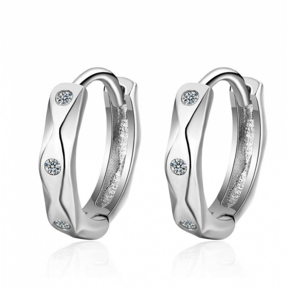 Donne Orecchini a Cerchio Geometrico in Argento Sterling Zirconia cubica Bijoux Regalo di Compleanno di Gioielli