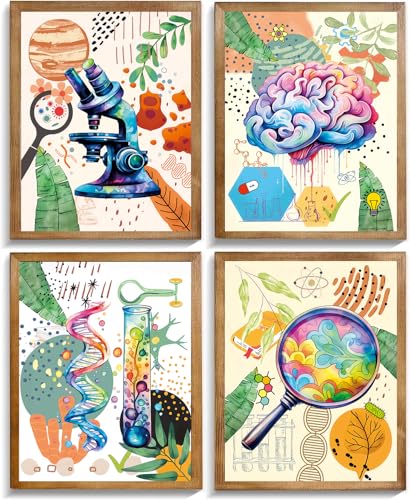 Science Wall Prints,Microbiology Chemistry Wall Art,Science Exploration Art Poster,Boho watercolor