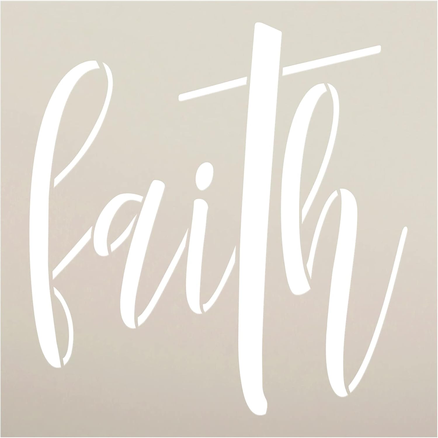 Faith Script with Cross Stencil by StudioR12 | Craft DIY Inspiration Home Decor | Paint Wood Sign | Reusable Mylar Template | Select Size (9 inches x 9 inches)