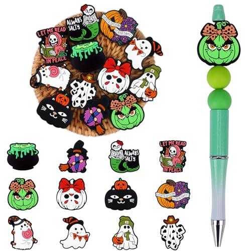 SALUOKE 12pcs Halloween Silicone Focal Beads for Pens