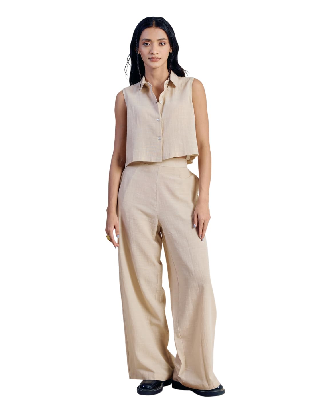 FIORRA Women’s Linen-Blend Loose Relaxed Fit Co-Ord Set-picture-12