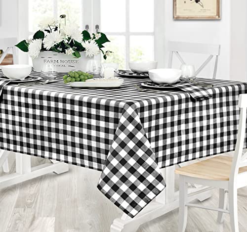 Home Bargains Plus Country Rustic Buffalo Plaid Cotton Table Runner, 72 Inch Long, Black, Checkered Cottage Gingham Easy Care Dining Table Runner by Home Bargains Plus - Image 5