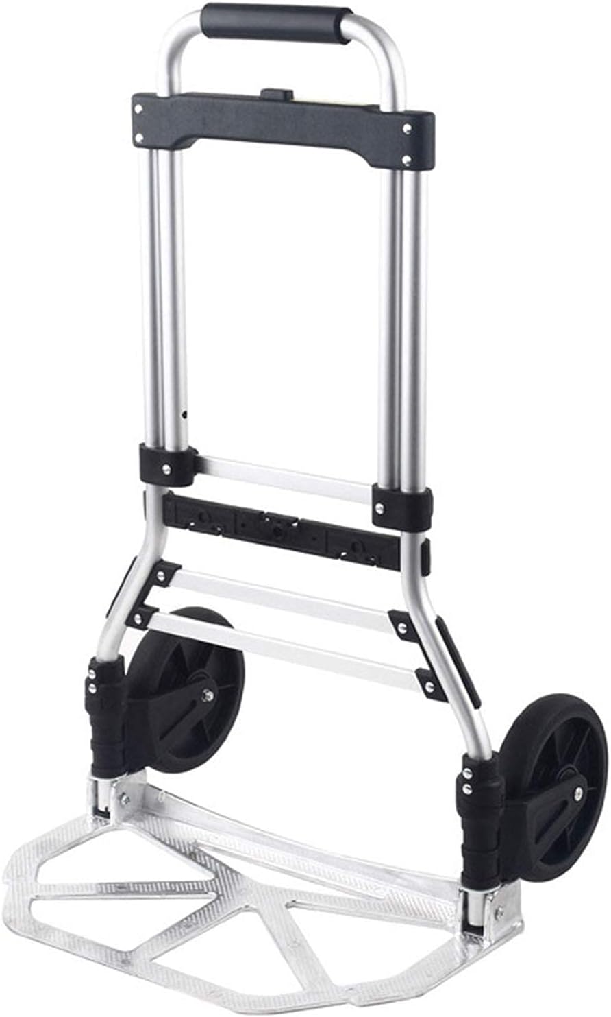 Portable Hand Truck Foldable, Dolly Cart, Luggage Cart - 90 Kg Loading Capacity, Aluminum Alloy Rod, One-Piece Chassis with 2 Casters for Luggage, Travel, Moving Home