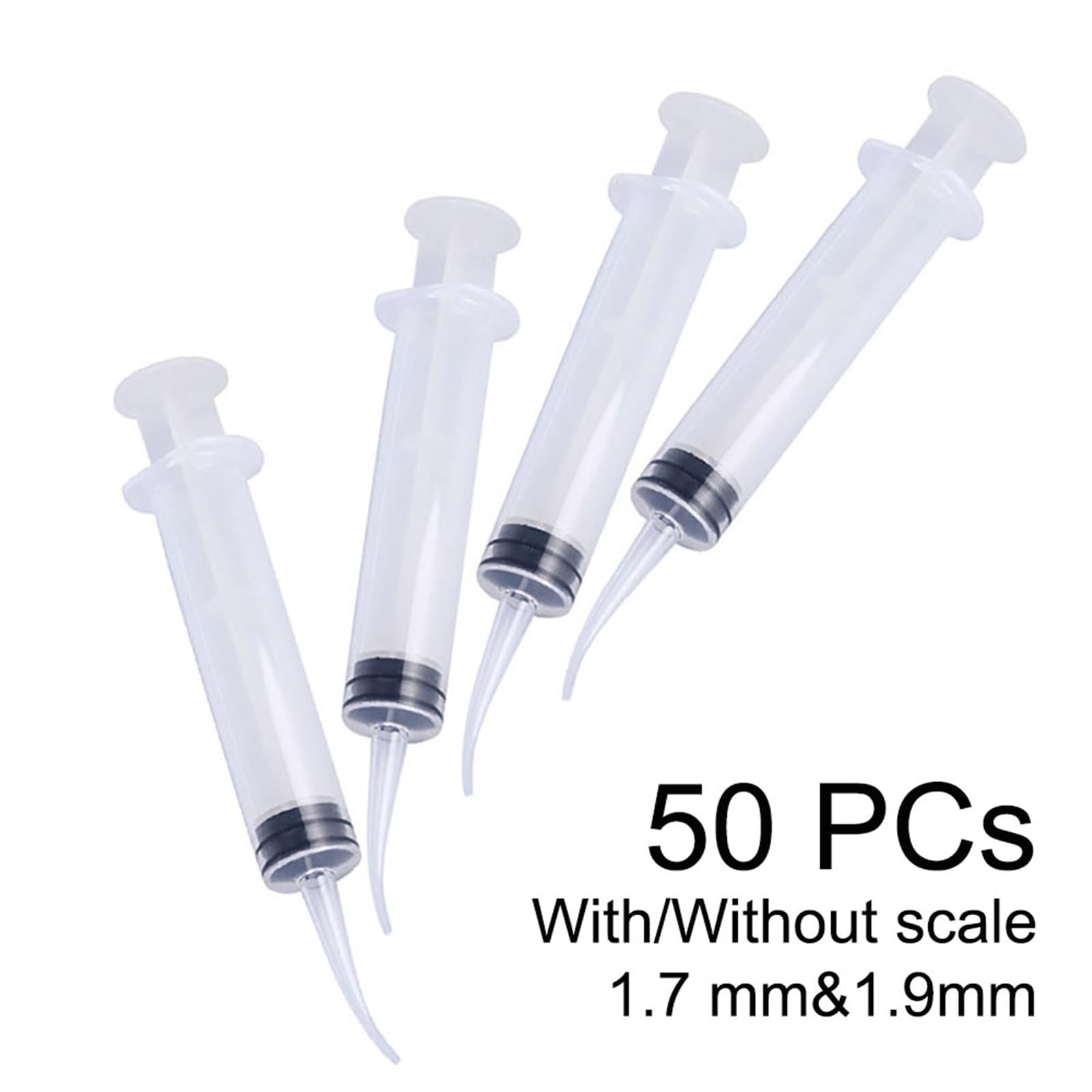Siringa per irrigazione dentale monouso da 50 pezzi da 12 ml con punta curva da 1,9 mm, strumento dentale sterile per procedura canalare(1.9mm With scale)