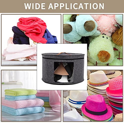 Aiviin Hat Storage Box For Women & Men, 17" X 10.2'' Foldable Round Felt Cowboy Hat Boxes Travel Hat Boxes With Dustproof Lid,Stuffed Animal Toy & Clothes Storage Box #TOP4