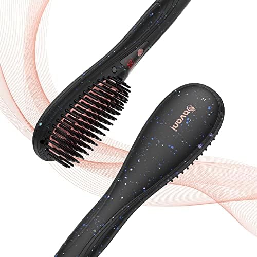Savani Hair Straightener Brush, Fast Heating Ceramic Negative Ion Straightening Comb, Electric Hot Hair Straightening Brush Styling Tool, Auto-Off & Anti-Scald, Multiple Temp Settings (S105E)