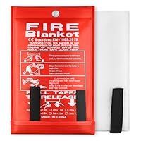 Löschdecke Küche, 1m x 1m Feuerlöschdecke, Flammschutzmittel und Wärmedämmung, Glasfaser Brandschutzdecke für Fettbrände Auto Schule Kamin Grill Büro Schweißen Camping Feuerdecke Notfälle (1 Pack)